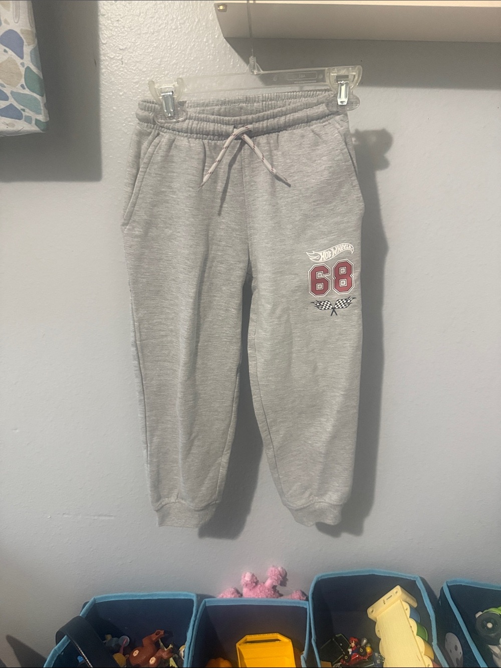 Kids Gray Joggers with Red Racing Number